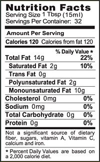 Bragg Extra Virgin Olive Oil Nutrition Facts